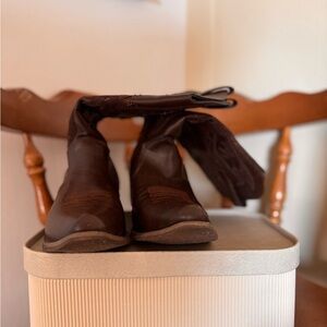 Brown Calf-High Faux Leather Cowboy Boots🐄🥀